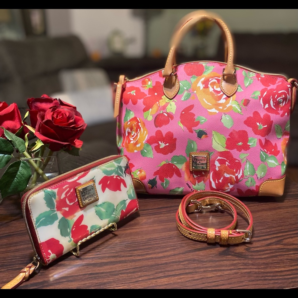 DOONEY & BOURKE Pink/purple Rose Garden bag & wallet